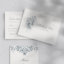 Elegant Baroque Flower Wedding RSVP Card
