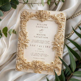 Elegant Baroque Gold Frame Wedding Einladung