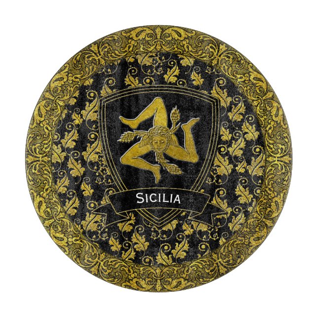 Elegant Baroque Sicilian Trinacria Schneidebrett (Vorderseite)