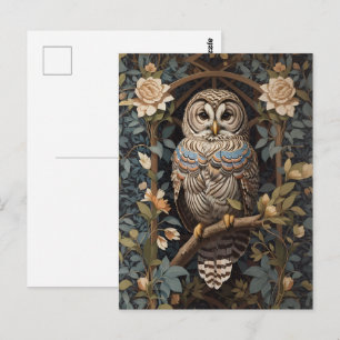 Elegant Barred Owl William Morris Inspiriert Postkarte
