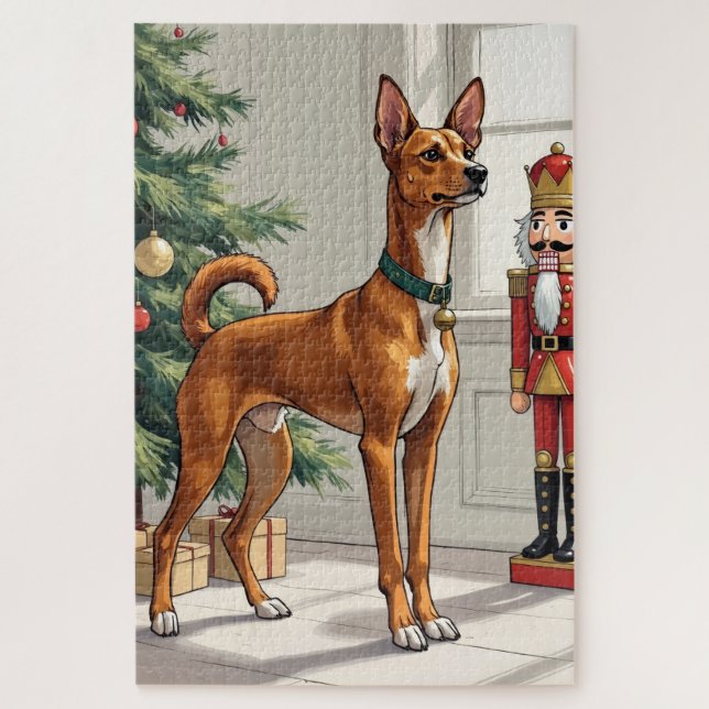 Elegant Basenji Dog Nutcracker Modern Christmas Puzzle (Vertikal)