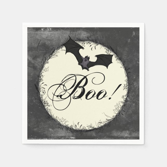 Elegant Bat Boo Halloween Serviette (Vorderseite)