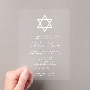 elegant Bat Mitzvah Acryleinladungen