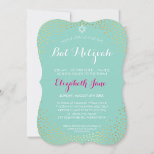 ELEGANT BAT MITZVAH Mini rustikale Goldpuppe Einladung