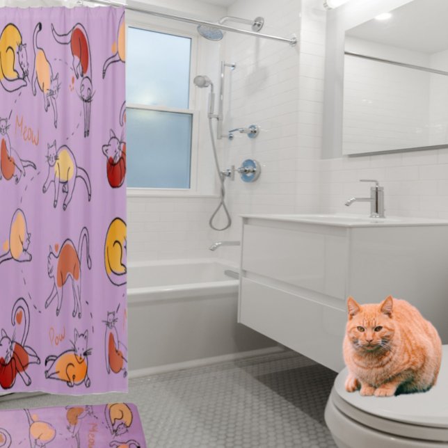 Elegant Bath Cat Lover Duschvorhang (Matching shower mat available in store.)