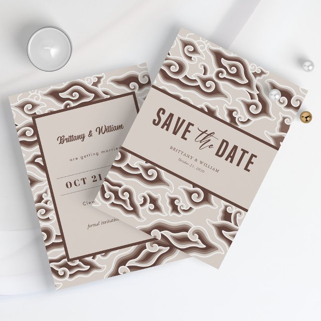 Elegant Batik Beauty: Vintag Brown Save the Date (Elegant Batik Beauty Vintage Brown Save the Date)