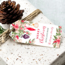 Elegant bauble pine floral watercolor Christmas Geschenkanhänger