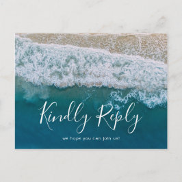 Elegant Beach Blue Ocean Wedding RSVP Einladungspostkarte