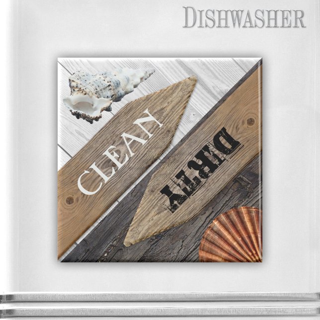 Elegant Beach House Geschirrspüler Magnet (Dishwasher magnet featuring an elegant drift wood design with shells - beach house style)