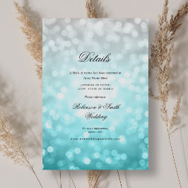 Elegant Beach Ombre Bokeh Lights Wedding Details Begleitkarte