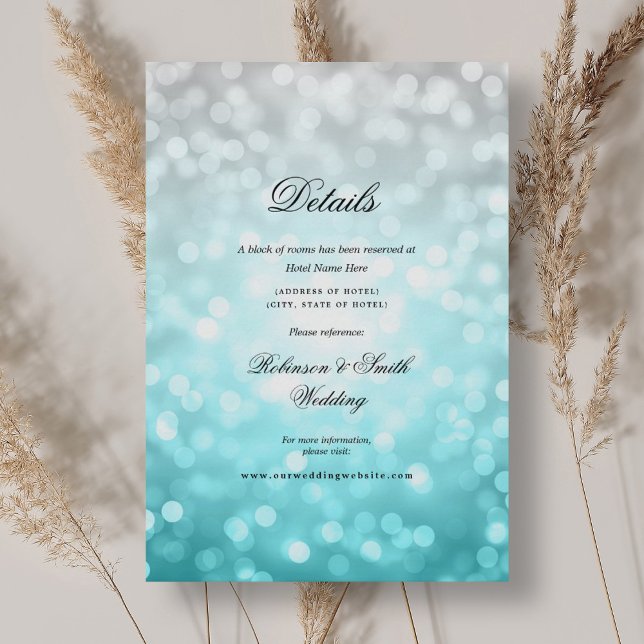 Elegant Beach Ombre Bokeh Lights Wedding Details Begleitkarte (Elegant Beach Ombre Bokeh Lights Wedding Details Enclosure Card)