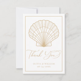 Elegant Beach Seashell Beige Wedding Dankeskarte