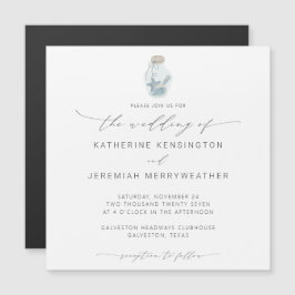 Elegant Beach Seashell Moderne Script Wedding Magneteinladung