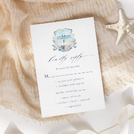 Elegant Beach Wappen Monogram Wedding RSVP Karte