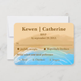 Elegant Beach Watercolor wedding rsvp card Karte