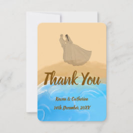Elegant Beach Watercolor Wedding Thank You Card Dankeskarte