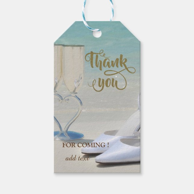 Elegant Beach Wedding Glass, High Hells Danke Geschenkanhänger (Vorderseite)