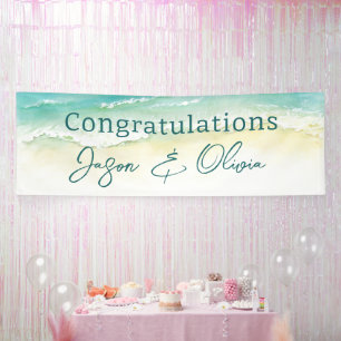 Elegant Beach Wedding Herzlichen Glückwunsch Banner
