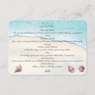 Elegant Beach Wedding Seashells Pearls Nautical Begleitkarte