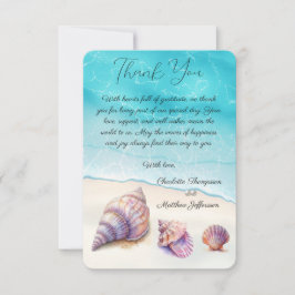 Elegant Beach Wedding Seashells Pearls Nautical Dankeskarte