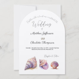 Elegant Beach Wedding Seashells Pearls Nautical Einladung