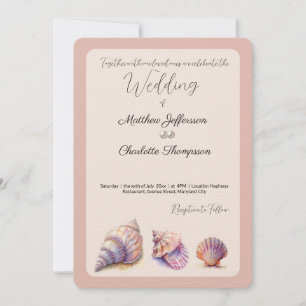 Elegant Beach Wedding Seashells Pearls Nautical Einladung