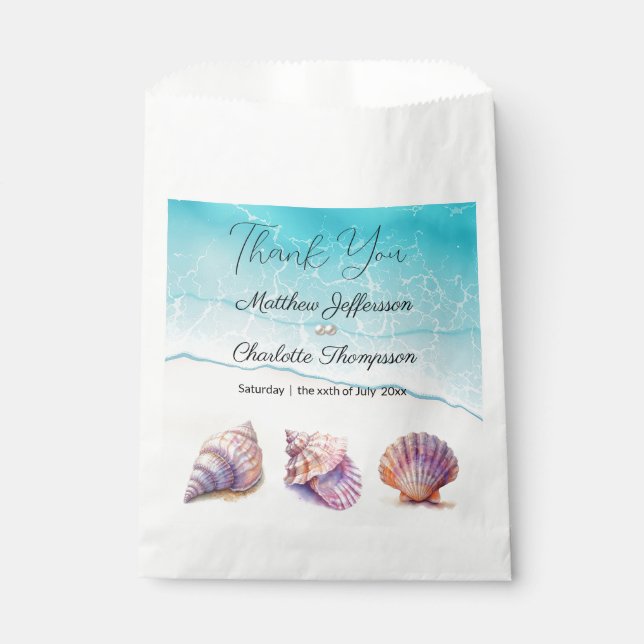Elegant Beach Wedding Seashells Pearls Nautical Geschenktütchen (Vorderseite)