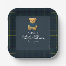 Elegant Bear Navy Blue Baby Shower