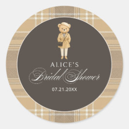 Elegant Bear Navy Blue Baby Shower Runder Aufkleber