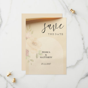 Elegant Beautiful Boho Peach Blush Bloral Wedding Save The Date
