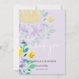 Elegant Beautiful Lilac Boho Floral Watercolor Dankeskarte