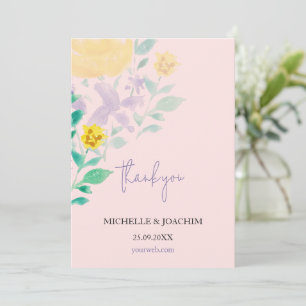 Elegant Beautiful Lilac Boho Floral Watercolor Dankeskarte