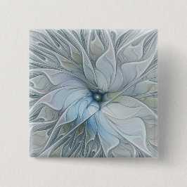 Elegant Beauty Modern Abstract Fractal Art Flower Button