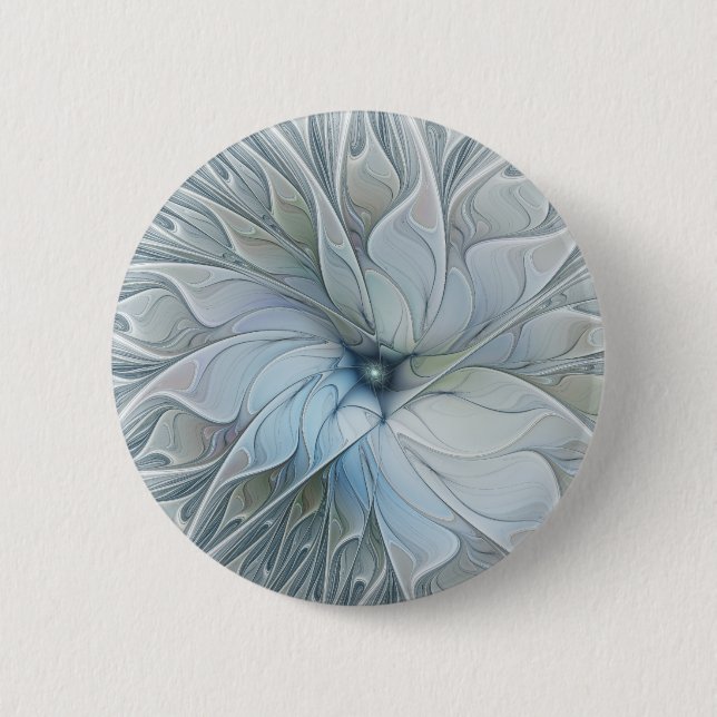 Elegant Beauty Modern Abstract Fractal Art Flower Button (Vorderseite)