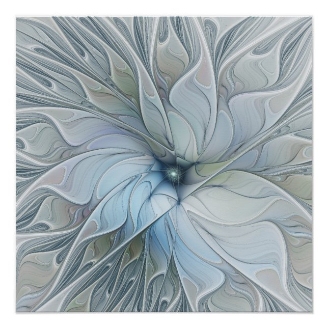 Elegant Beauty Modern Abstract Fractal Art Flower Poster (Vorderseite)
