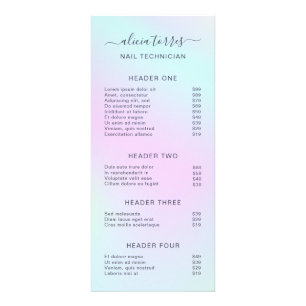 Elegant Beauty Salon Holographic Price List Werbekarte