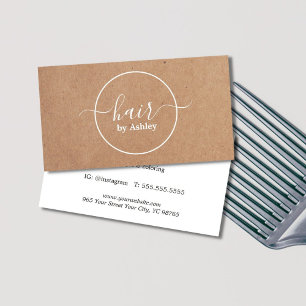 Elegant bedruckte Kraft-Weiß-Kreis-Friseur Visitenkarte