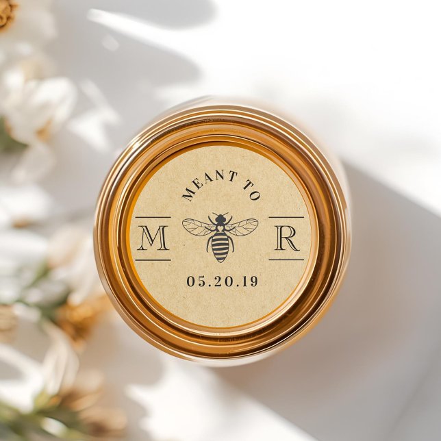 Elegant Bee Honey Gastgeschenk Hochzeit Kraft Runder Aufkleber (Von Creator hochgeladen)