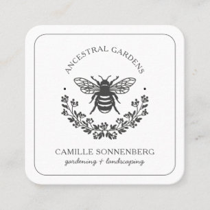 Elegant Bee Laurel Gardener Landscaper Quadratische Visitenkarte