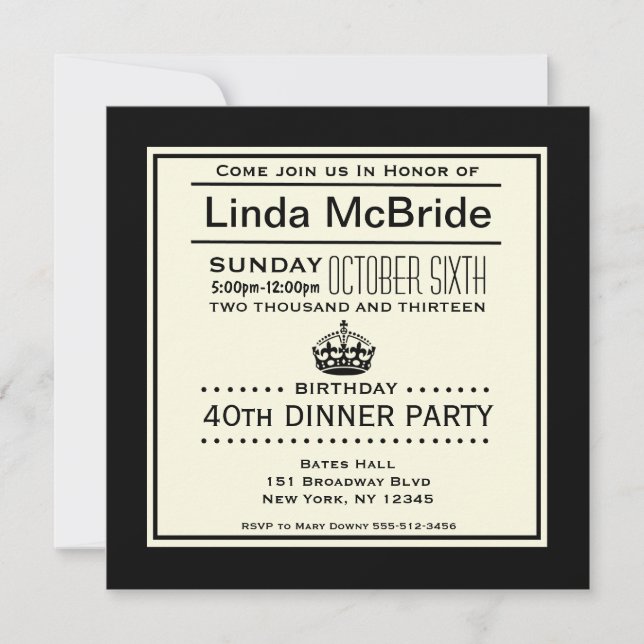 Elegant behalten Sie ruhigen Geburtstag Einladung (Vorderseite)