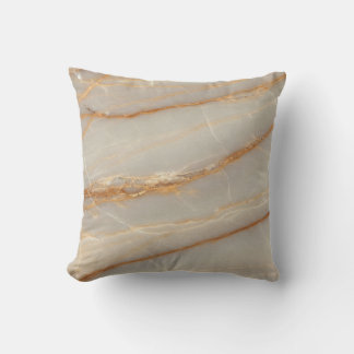 Elegant Beige and Gold Marble Pattern Throw Pillow Kissen