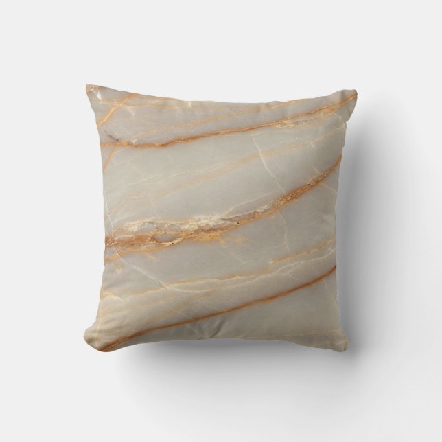Elegant Beige and Gold Marble Pattern Throw Pillow Kissen (Vorderseite)