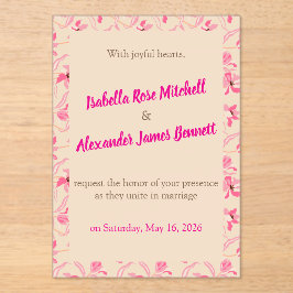 Elegant Beige & Blush Pink Floral Wedding  Acryleinladungen