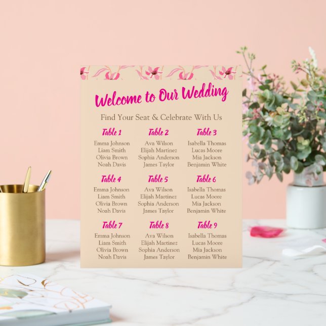 Elegant Beige & Blush Pink Floral Wedding Acrylschild (Hochzeit)