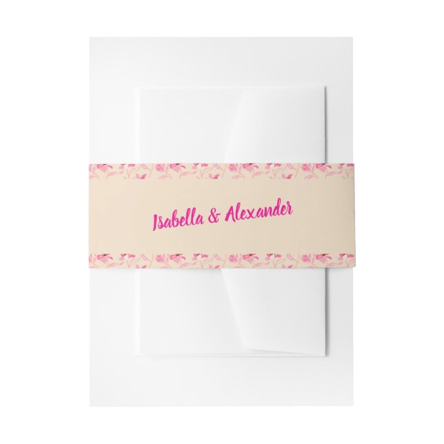 Elegant Beige & Blush Pink Floral Wedding Einladungsbanderole (Vorderseite Beispiel)