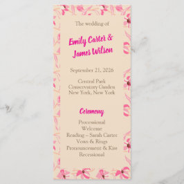 Elegant Beige & Blush Pink Floral Wedding Programm