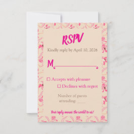 Elegant Beige & Blush Pink Floral Wedding  RSVP Karte
