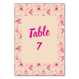 Elegant Beige & Blush Pink Floral Wedding Tischnummer