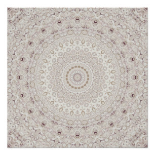 Elegant Beige Boho Medallion Design Poster