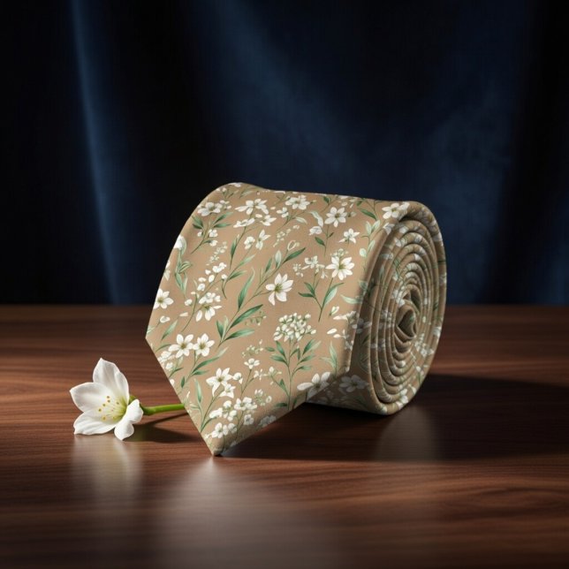 Elegant Beige Botanical Krawatte (Von Creator hochgeladen)